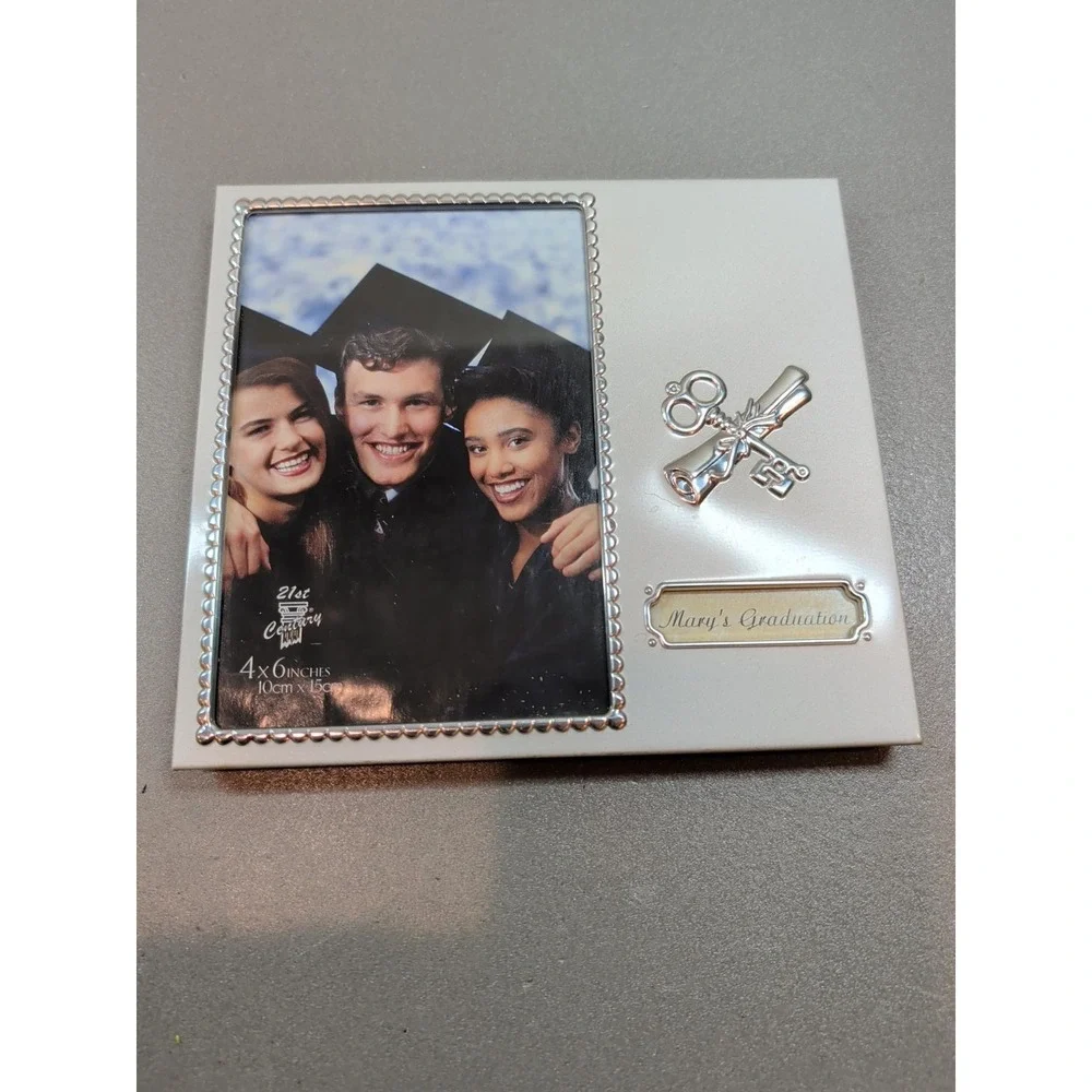 21st Century Gifts Mary's Graduation 4x6 Silver Tone Photo Frame Beaded Edge